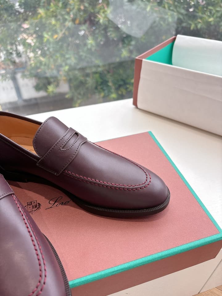 Loro Piana Classic Loafers in Burgundy Leather