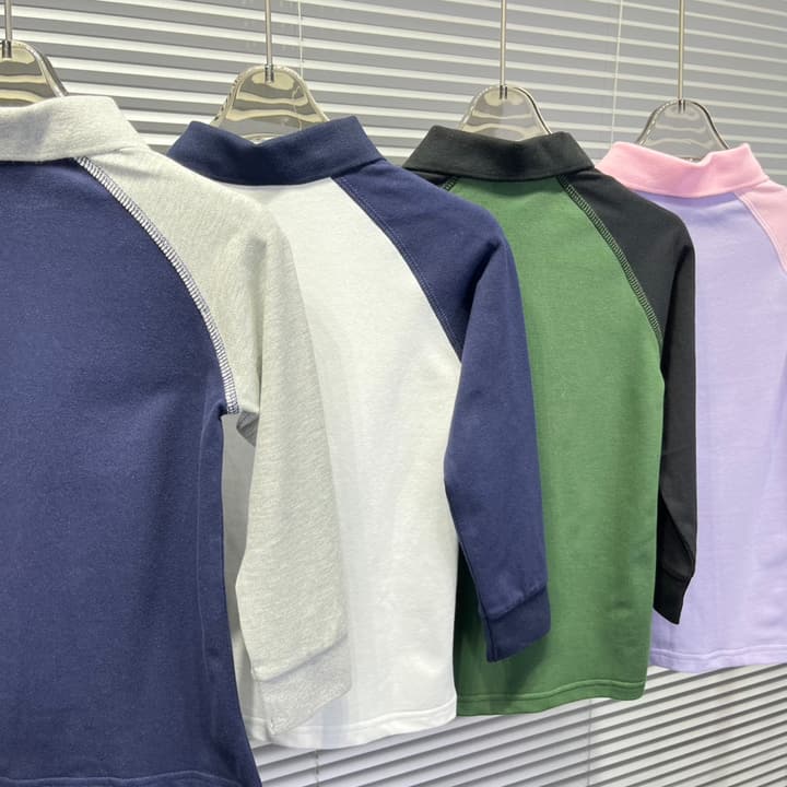 Ralph Lauren Color-block Long Sleeve Polo Shirt – Autumn Collection – Kids Collection in Lavender And Pink Color Block