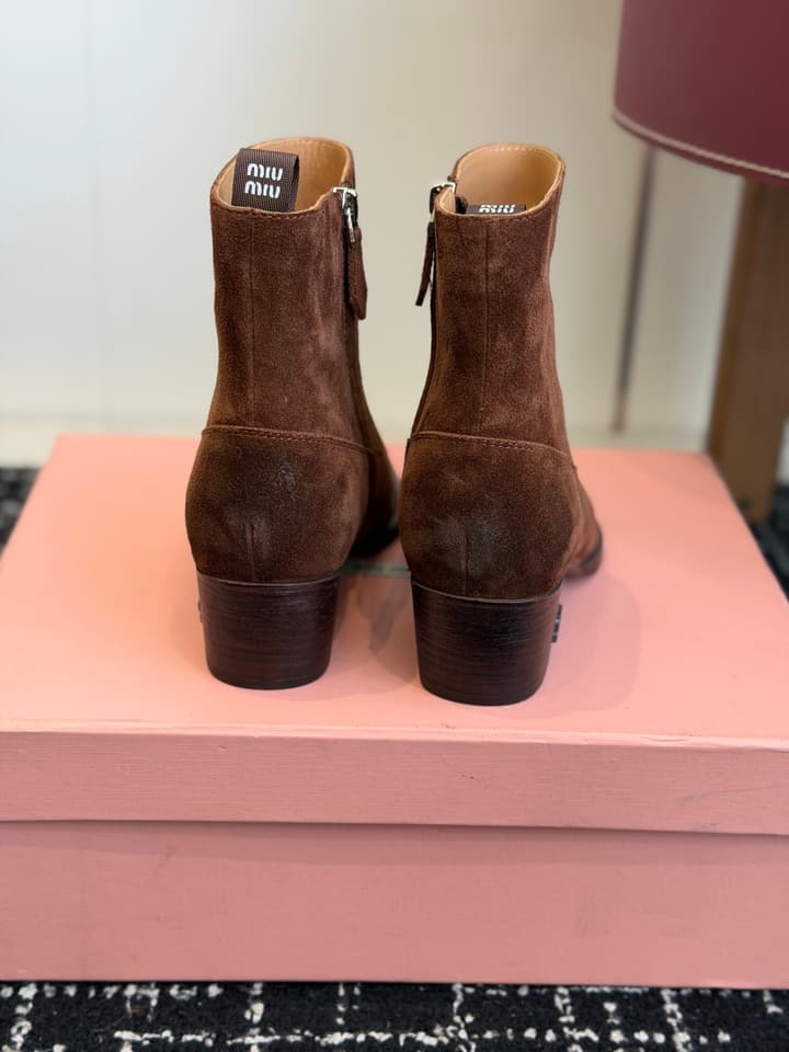 Miu Miu Distressed Leather Cowboy Biker Boots – 2026SS