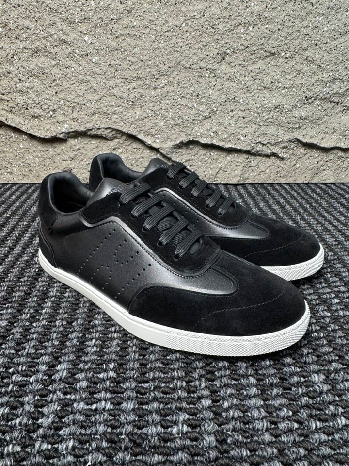 Hermès Laser-Punched H Nappa Calfskin Sneakers in Black