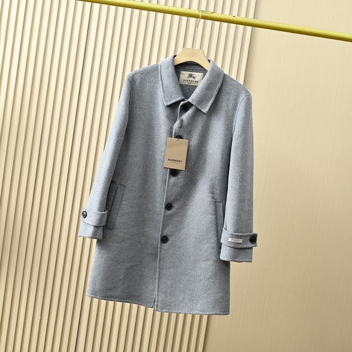 Burberry Men's Double-Faced Wool Trench Coat – 2025FW in Classic Black