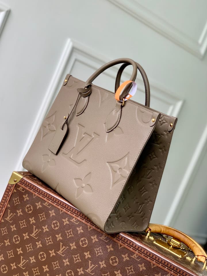 Louis Vuitton Onthego Monogram Tote in Taupe Monogram Empreinte