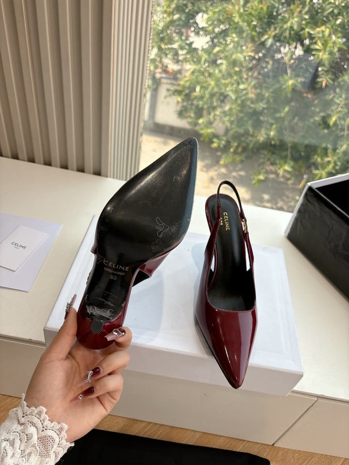 Celine Runner Platform Sneakers – 2025 Spring/Summer Collection in Burgundy Patent