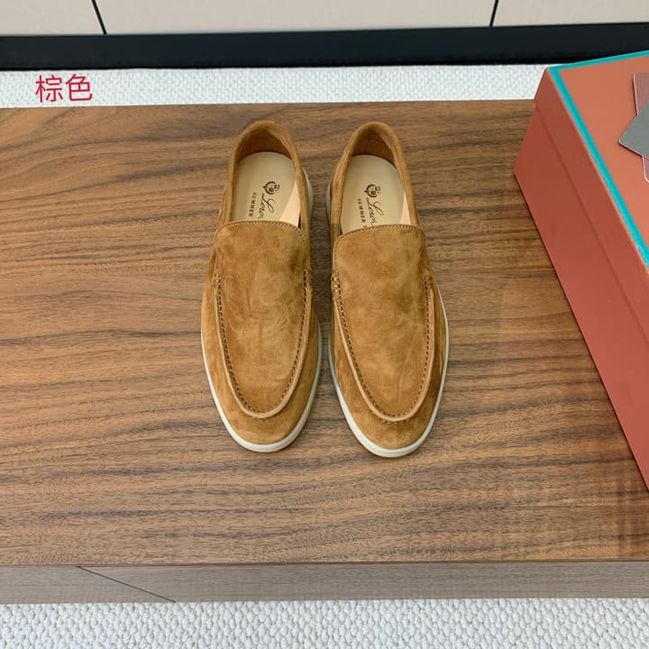 Loro Piana Glossy Cashmere Loafers in Blush Pink Suede