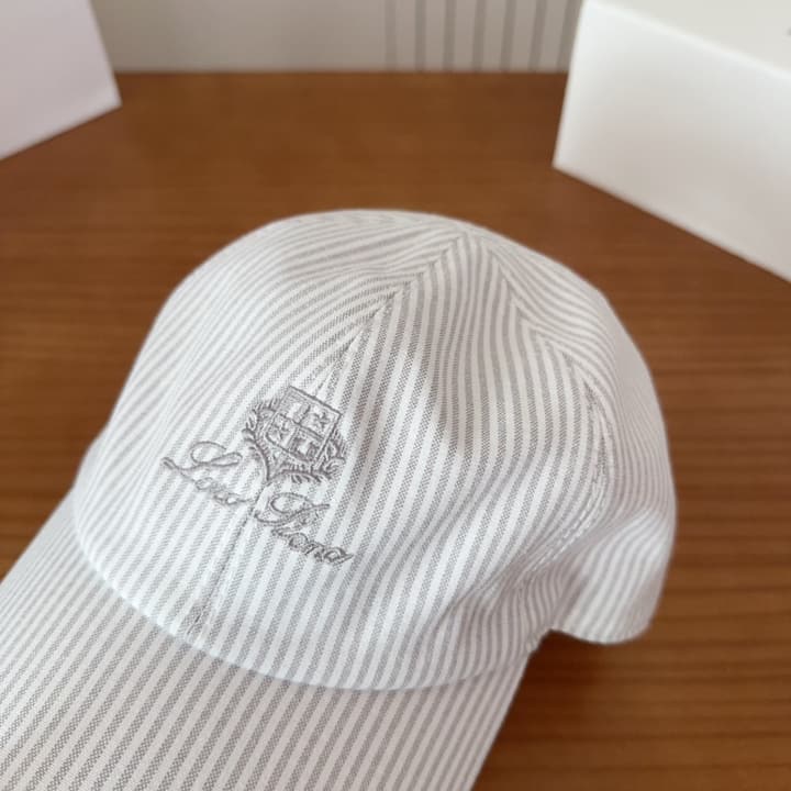 Loro Piana Baseball Cap in Cream With Tan Logo