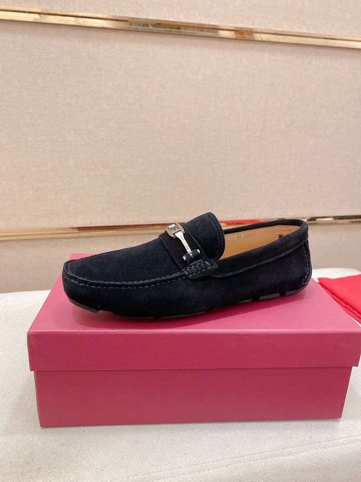 Ferragamo Men's Suede Driving Shoes in Brown Suede