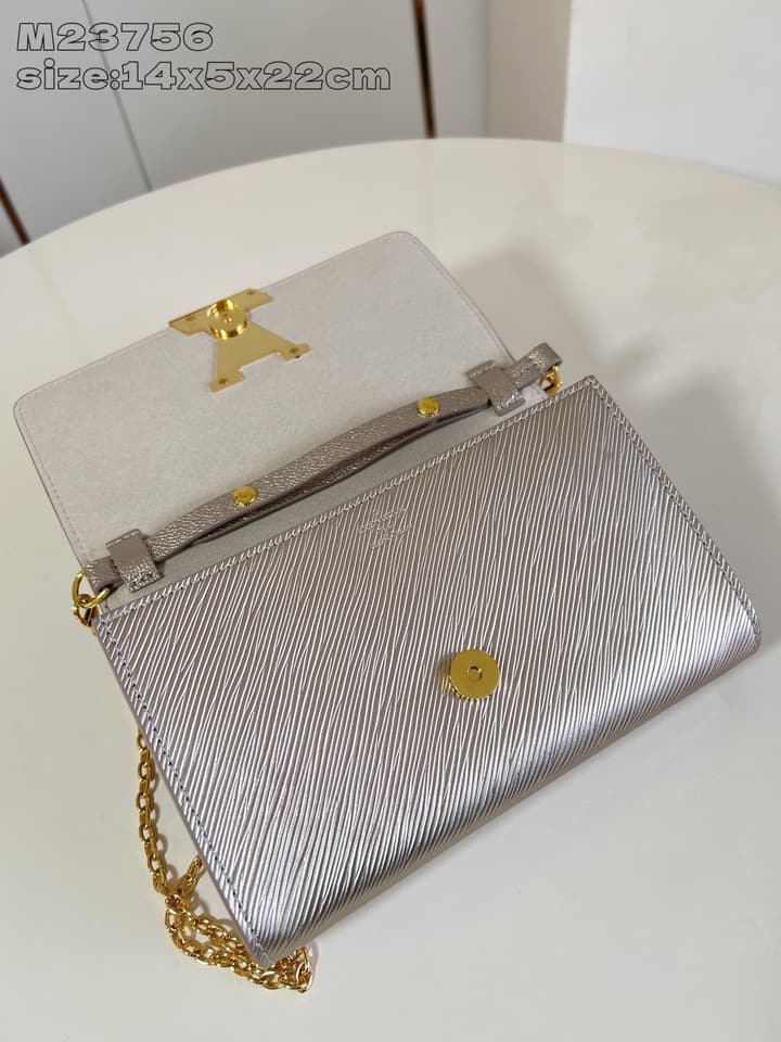 Louis Vuitton Pochette Louise Chain Bag in Beige
