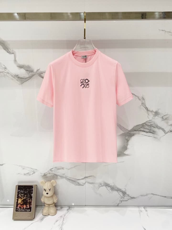 Loewe Mercerized Cotton Embroidered Logo T-Shirt in Black