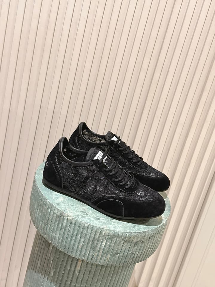 Jimmy Choo Diamond Lace Sneakers in Black Lace