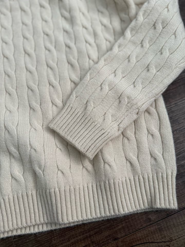 Ralph Lauren Half-Zip Cable Knit Sweater in Khaki