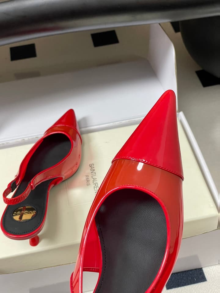 Saint Laurent Pointed PVC Slingback Sandals – 26SS in Beige