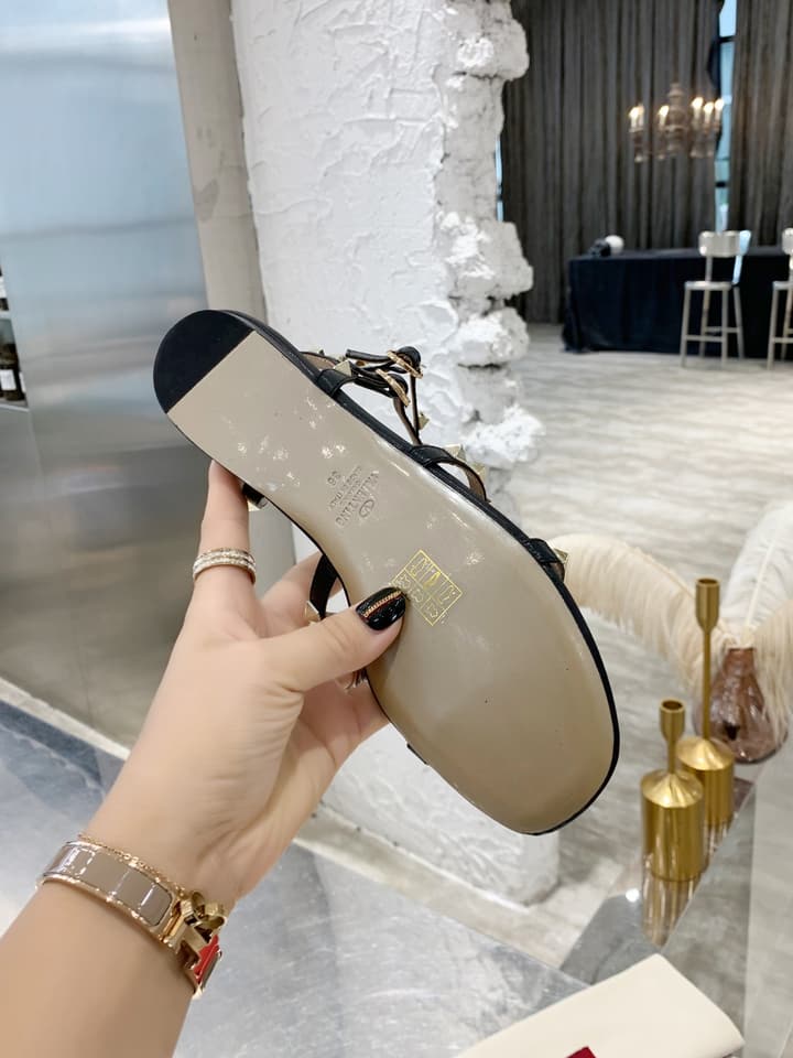 Valentino Studded Classic Block Heel Sandals in Black