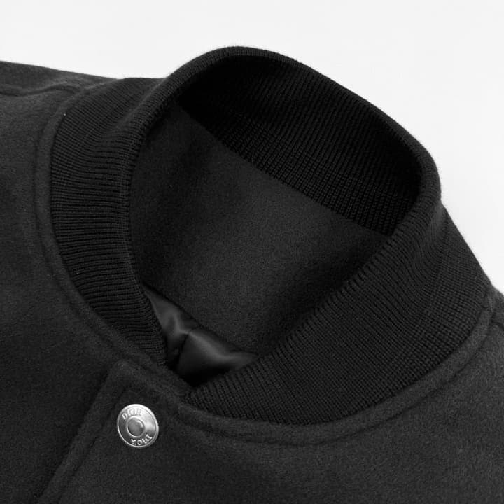 Dior Christian Embroidered Velvet Leather Baseball Jacket