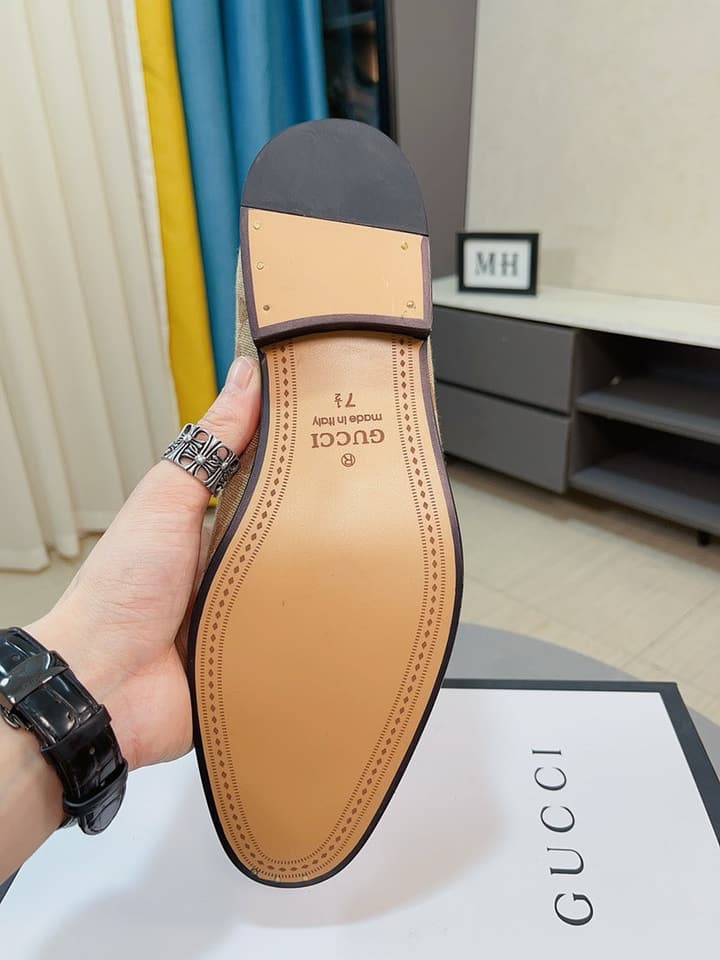 Gucci Calfskin Slip-On Loafers in Beige Monogram