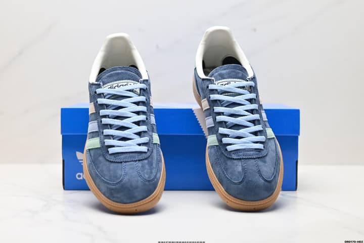Adidas Handball Spezial Retro Sneakers in Navy Suede With Pastel Stripes