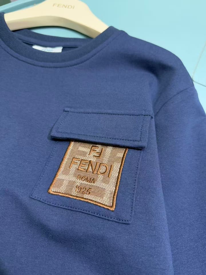 Fendi Logo Print Tracksuit – Kids Collection – 2025SS in Dark Navy Blue Set