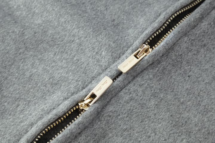 Miu Miu Logo Embroidered Cashmere Zip Jacket