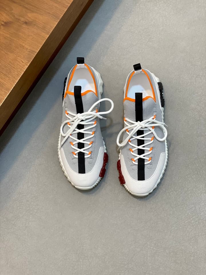 Hermès Suede and Denim Canvas Sneakers in Black And White