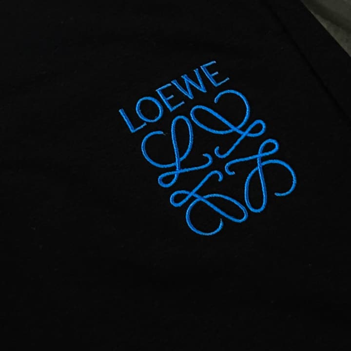 Loewe Classic Element Embroidered Shorts in Black With Blue Anagram Logo