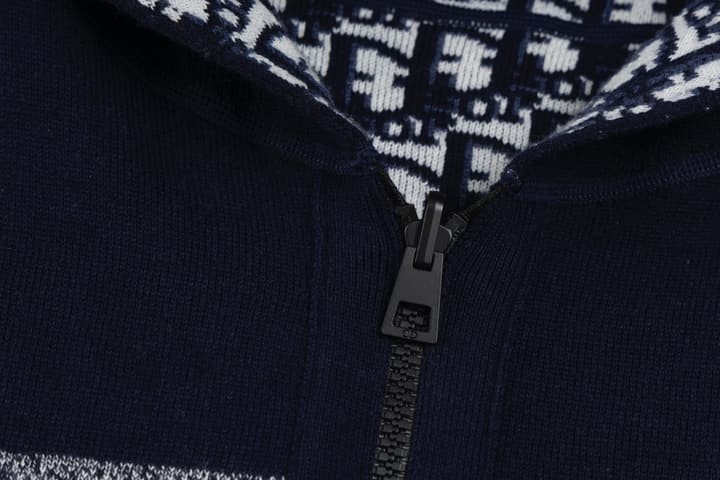 Dior Reversible Jacquard Cashmere Hooded Cardigan – 20SS in Blue