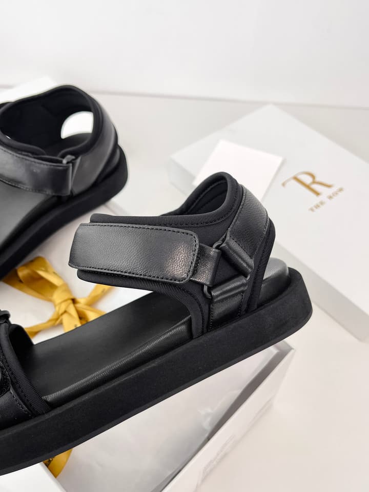 The Row Classic Velcro Beach Sandals in Black And Cream