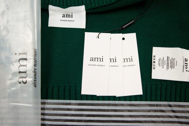 Ami Paris Classic Heart Embroidered Crewneck Sweater in Black