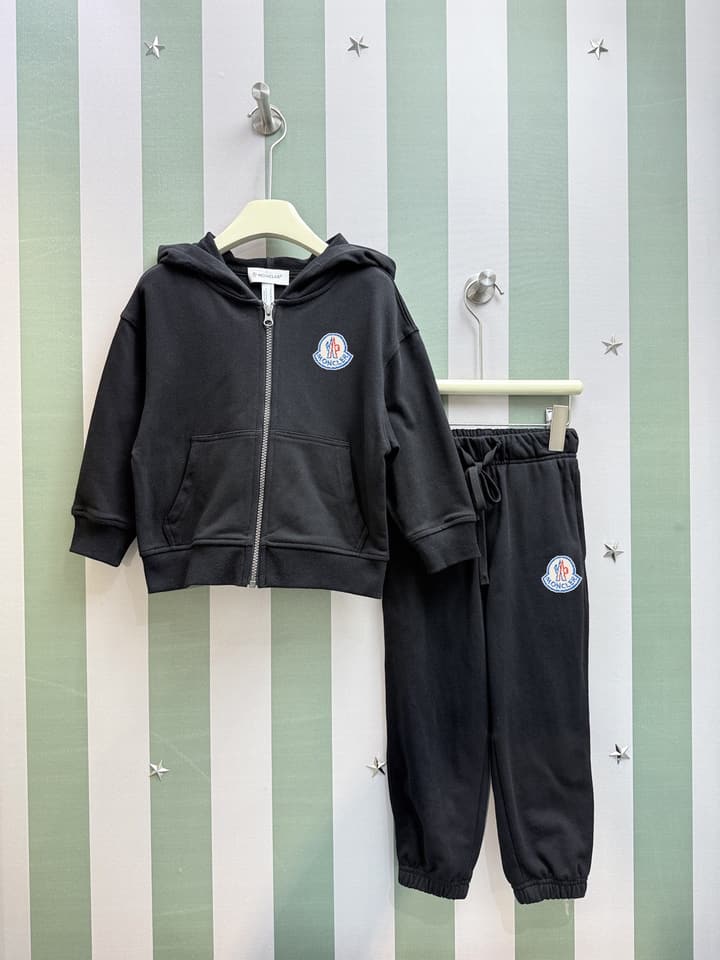 Moncler Kids Long Sleeve Cardigan Sweatshirt Set – 2025FW in Classic Black Set
