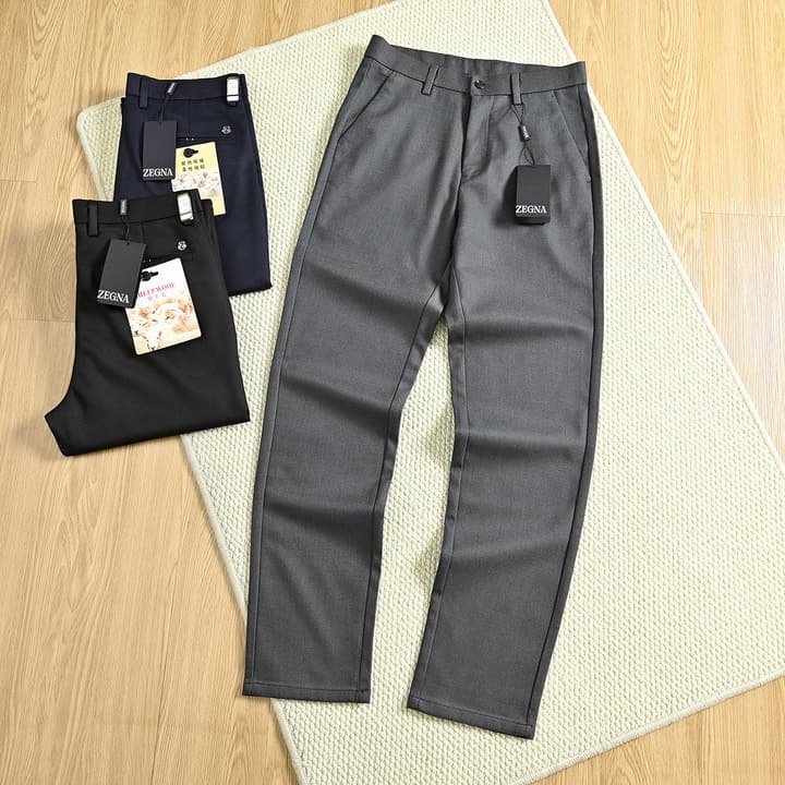 Zegna Men's Tailored Wool Blend Business Trousers – 2025FW in Business Grey