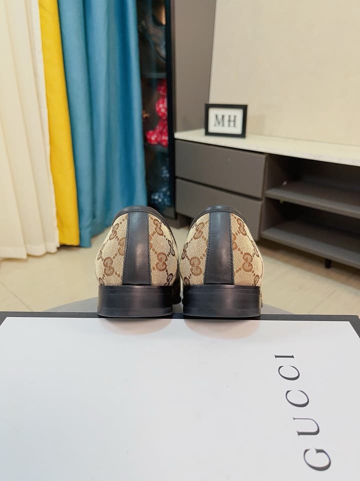 Gucci Calfskin Slip-On Loafers in Beige Monogram
