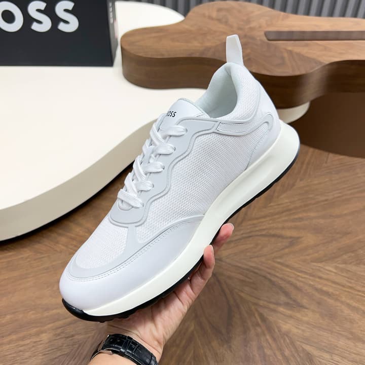 Boss Men's Knit and Leather Sneakers