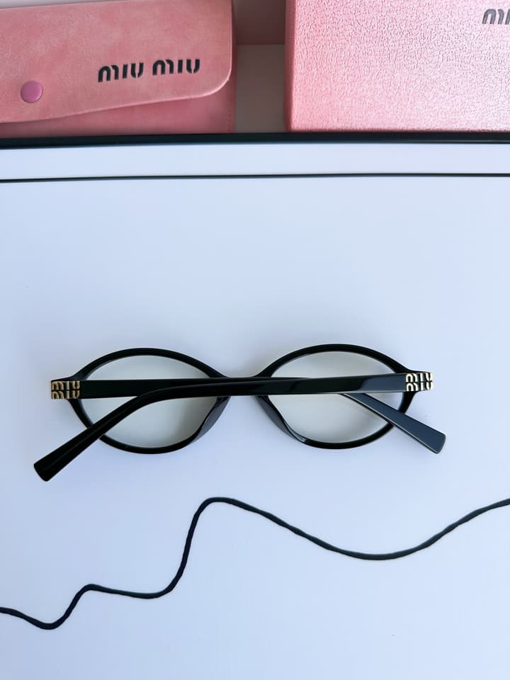 Miu Miu SMU04Z Black Frame Transparent Lens Sunglasses – 2023 Autumn/Winter Collection in Beige