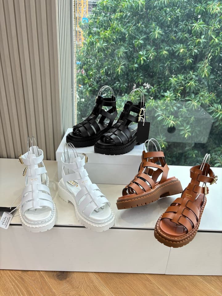 Prada 2025 Spring/Summer Cage Sandals in Black