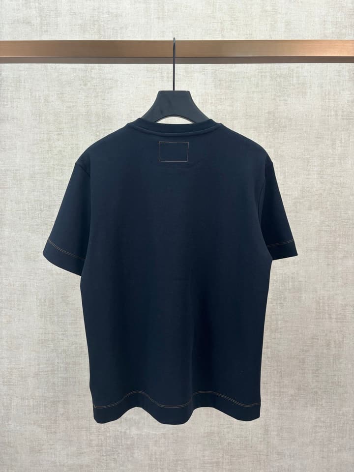 Fendi Leather Patch Pocket T-Shirt – 26SS in Navy Blue