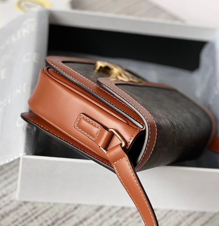 Celine Triomphe Monogram Tofu Shoulder Bag – 2020 Collection in Dark Triomphe Canvas