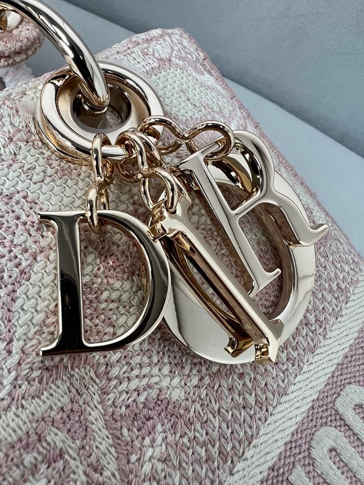 Dior Lady D-Lite Medium Shoulder Bag in Pink Embroidered Tiger