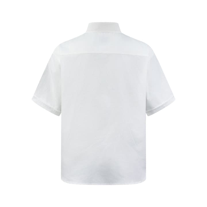Ami Paris Heart Embroidered Boxy Oxford Shirt in White With Red Heart