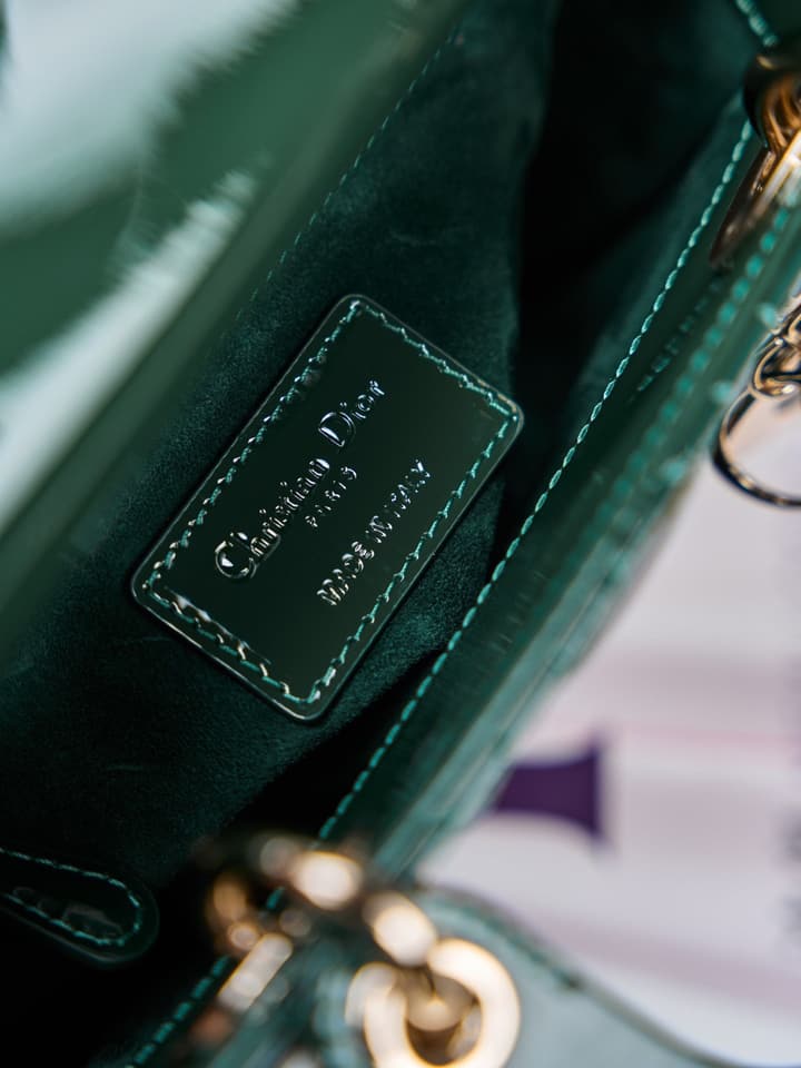 Dior Lady Dior Mini Patent Crossbody Bag in Cherry Red Patent