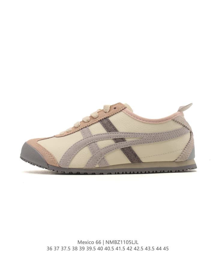 Onitsuka Tiger Mexico 66 Slip-On Sneakers in Cream Beige With Taupe Stripes