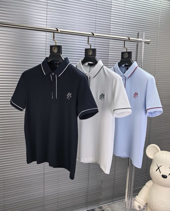 Louis Vuitton Embroidered Logo Pique Cotton Polo Shirt – Spring/Summer Collection – 2026 in Light Blue
