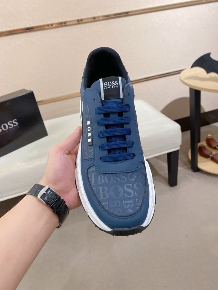 Boss Men's Casual Leather Sneakers in Blue