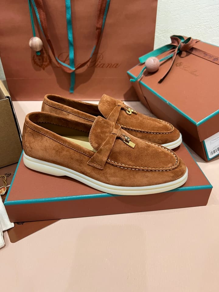 Loro Piana My Charms Suede Loafers in Dark Blue