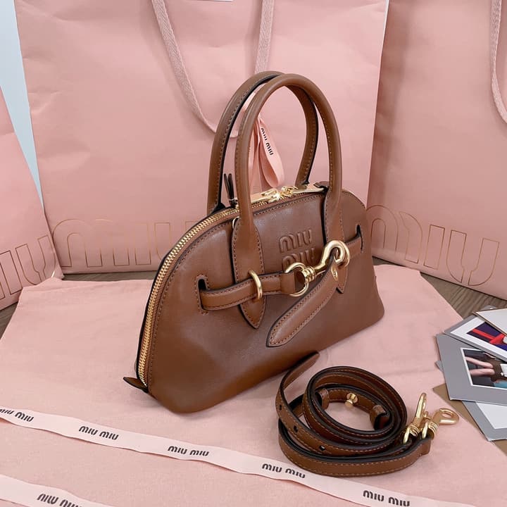 Miu Miu Aventure Nappa Leather Bowling Bag