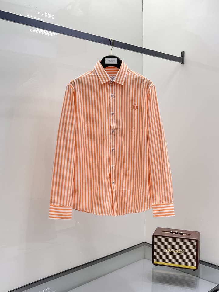Hermès Long-Sleeve Shirt in Light Blue Striped