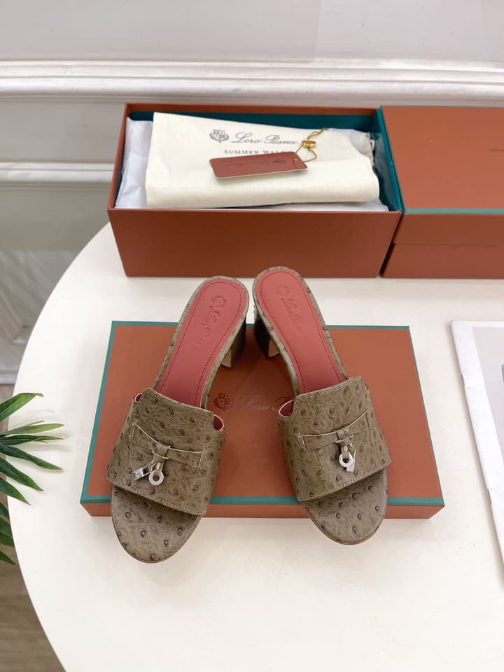 Loro Piana Summer Charms Ostrich Mules – 2025 Spring/Summer Collection in Black