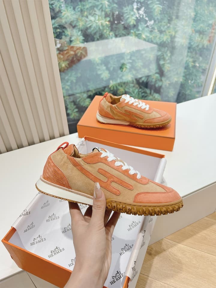 Hermès Bouncing Calfskin Sneakers in Tan Suede
