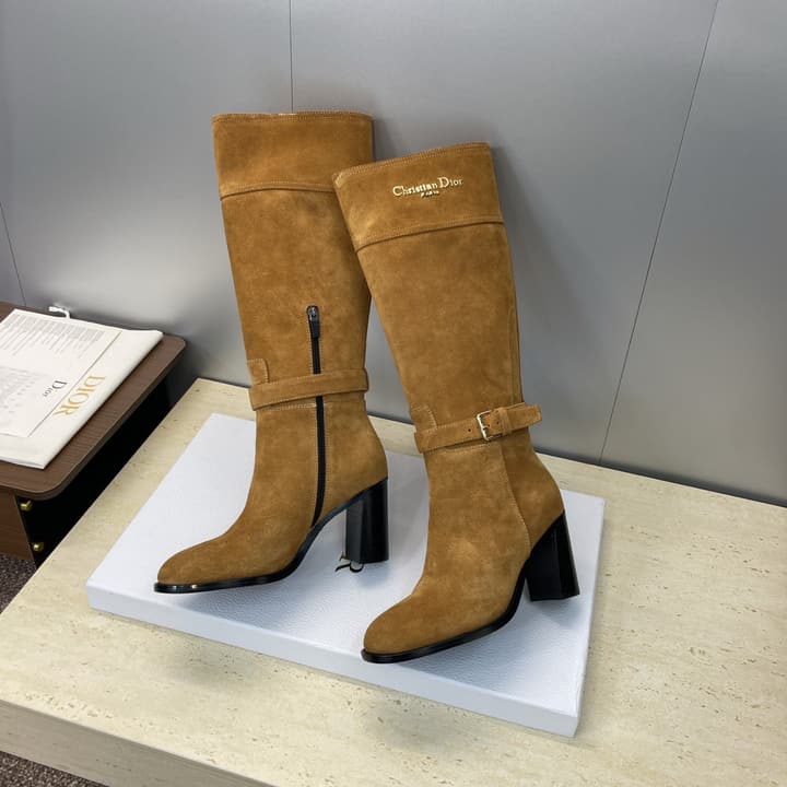 Dior D-Town Punk Chunky Heel Knight Boots – 2025FW in Black Leather