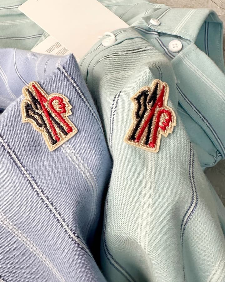 Moncler Striped Mercerized Shirt – 2025 Fall Collection in Blue
