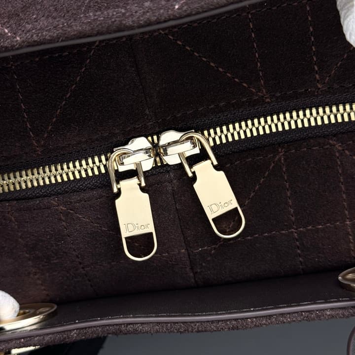Dior Lady Dior Large Deerskin Tote Bag in Black Suede