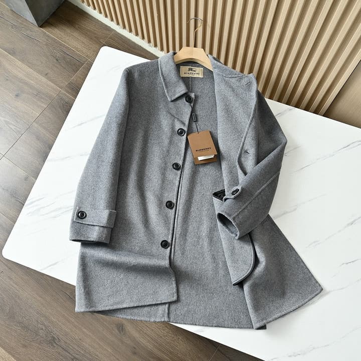 Burberry Men's Double-Faced Wool Trench Coat – 2025FW in Classic Black