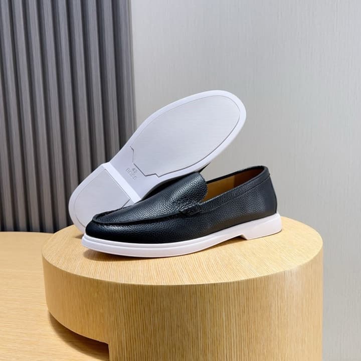 Boss Men's Luxury Leather Loafers in Black Leather